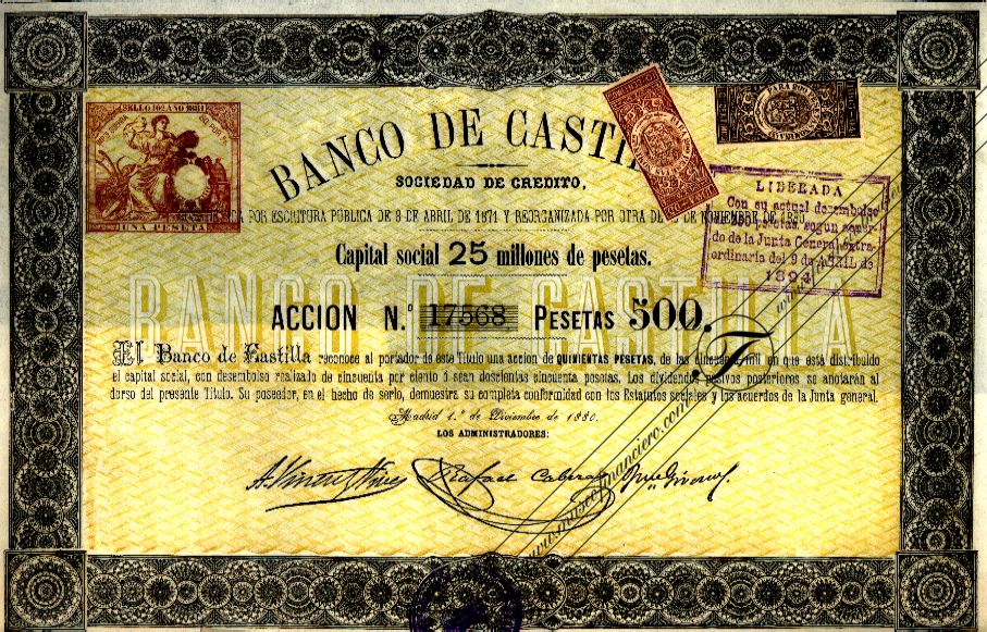 Banco de Castilla Sociedad de Crédito: acción