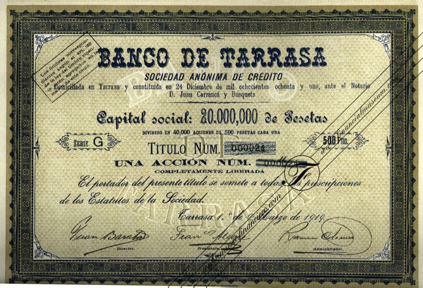 Banco de Tarrasa: acción