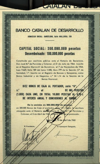 Banco Catalán de Desarrollo: bono de caja.