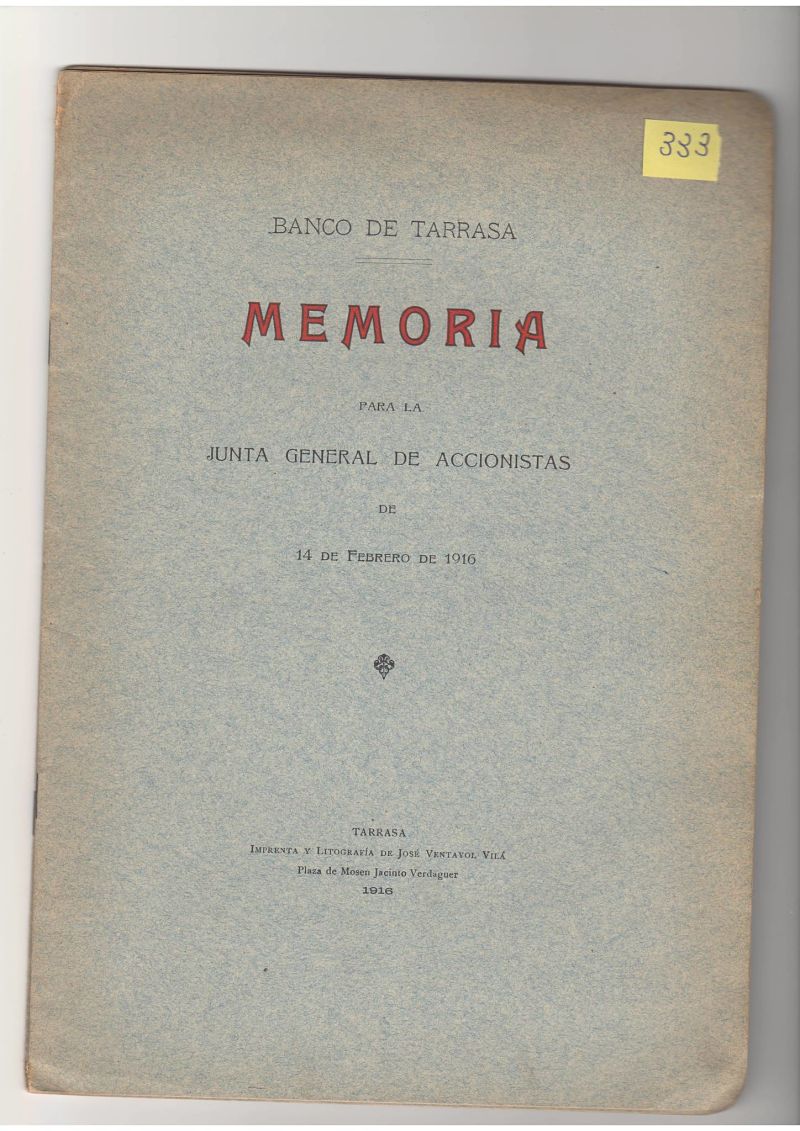 Banco de Tarrasa: memorias