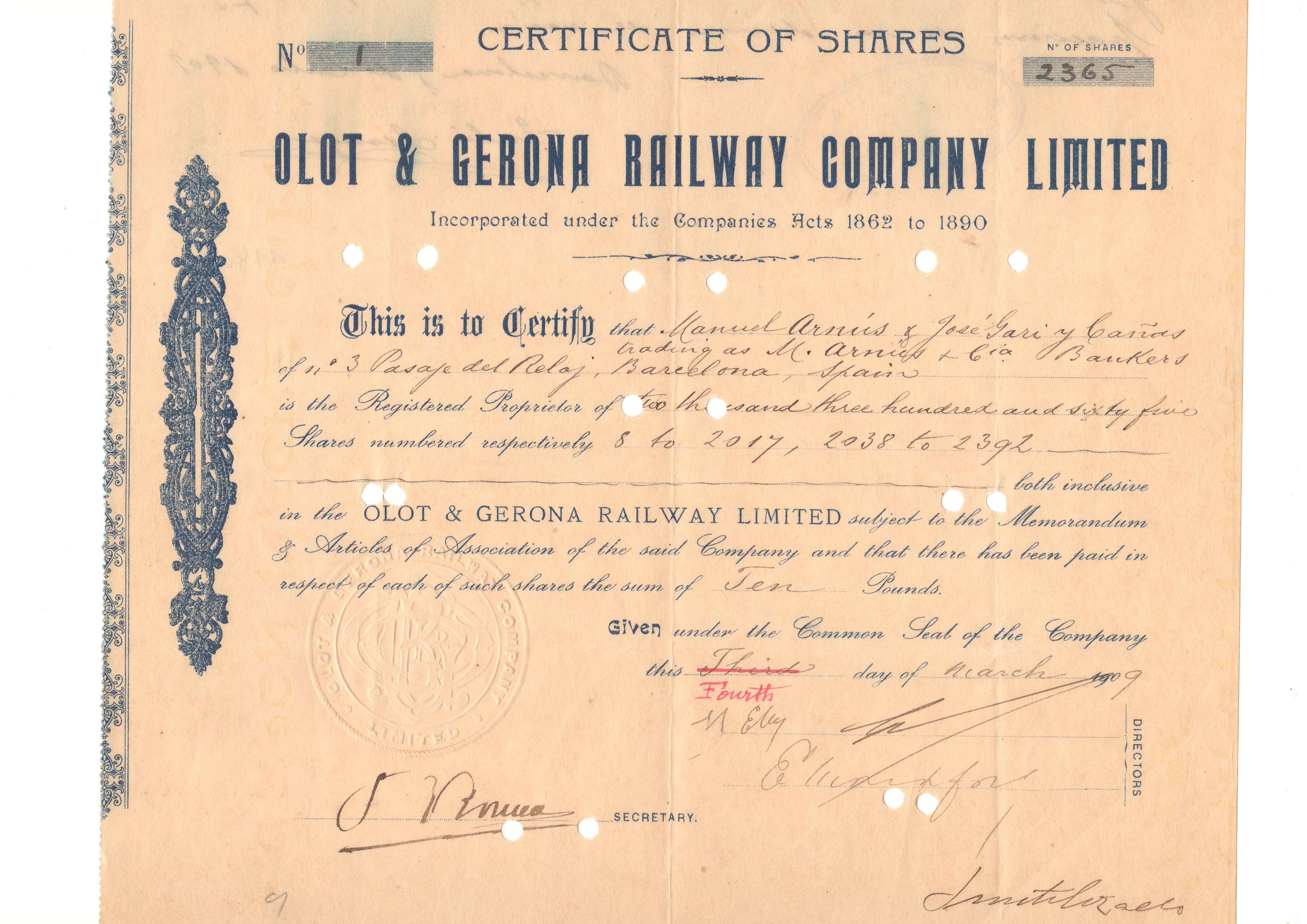 The Olot and Gerona Railway Company Limited