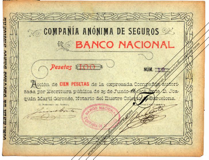 Banco Nacional Compañía  Anónima de Seguros: acción