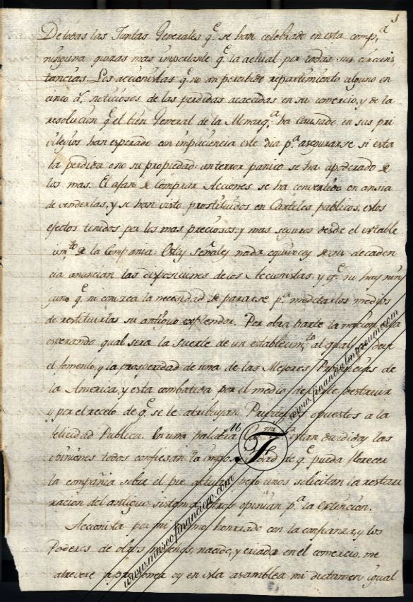 Manuscrito: Real Compañía Guipuzcoana de Caracas